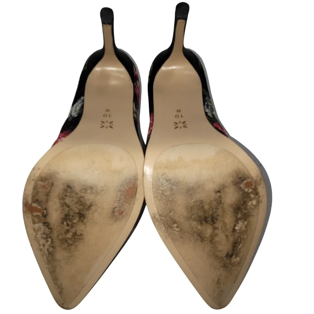BCB Generation Chain Pointy Floral Lace Black Red Gold Chain Pumps‎ 10 Boho Y2K